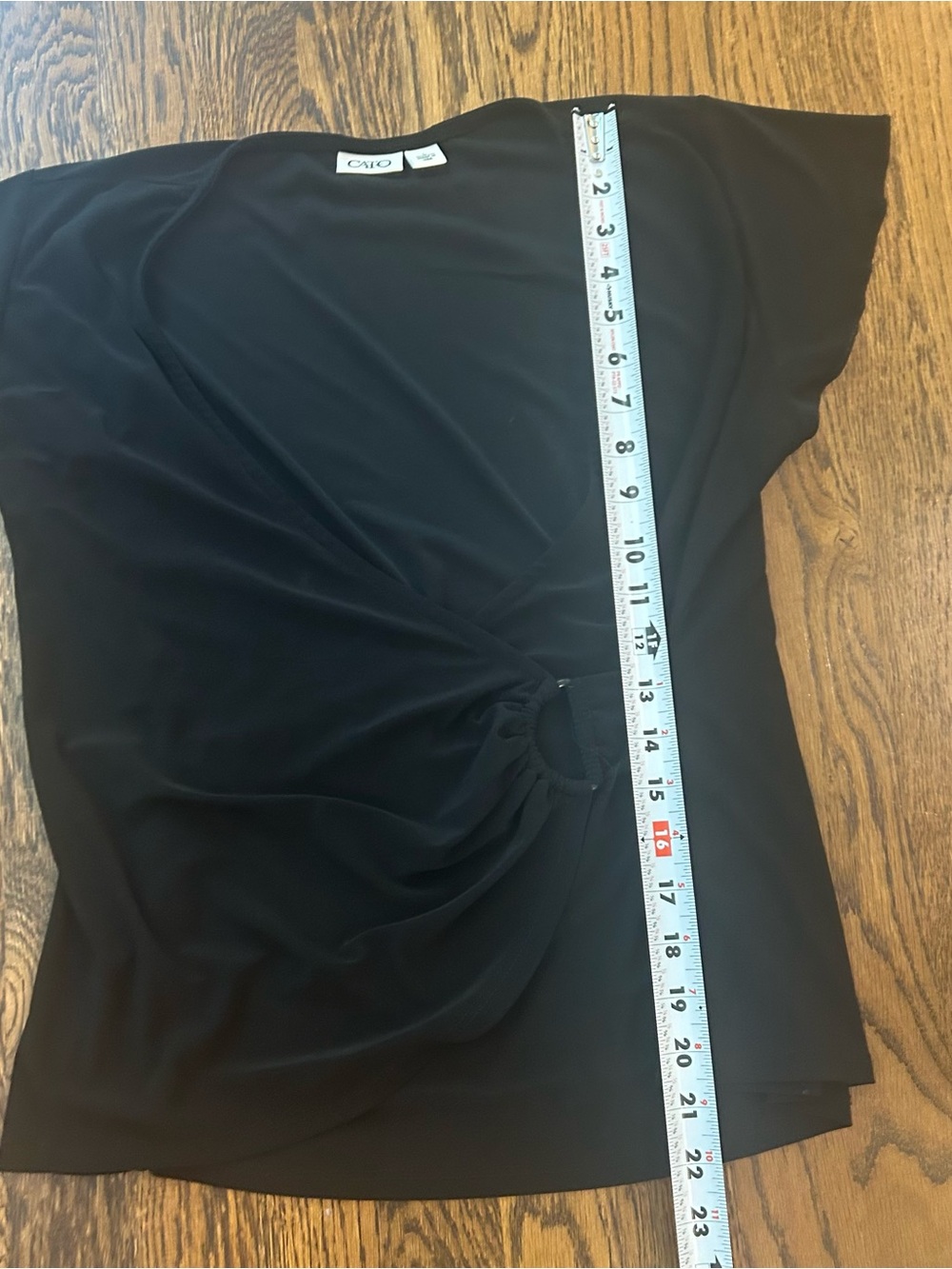 Vintage Cato Black O-Ring Draped Wrap Top - Picture 4 of 5